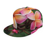 Pink And Yellow Plumeria Flower Print Snapback Cap