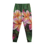 Pink And Yellow Plumeria Flower Print Sweatpants