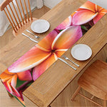 Pink And Yellow Plumeria Flower Print Table Runner