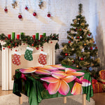 Pink And Yellow Plumeria Flower Print Tablecloth