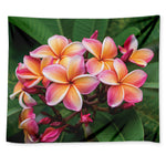 Pink And Yellow Plumeria Flower Print Tapestry