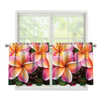 Pink And Yellow Plumeria Flower Print Tier Curtains