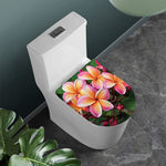 Pink And Yellow Plumeria Flower Print Toilet Lid Cover