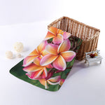 Pink And Yellow Plumeria Flower Print Towel