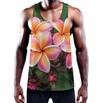 Pink And Yellow Plumeria Flower Print Training Tank Top