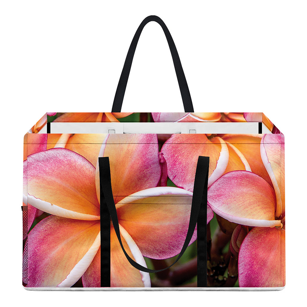 Pink And Yellow Plumeria Flower Print Utility Tote Bag