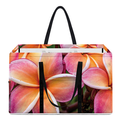 Pink And Yellow Plumeria Flower Print Utility Tote Bag