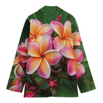 Pink And Yellow Plumeria Flower Print Women's Blazer