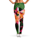 Pink And Yellow Plumeria Flower Print Women's Leggings