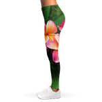 Pink And Yellow Plumeria Flower Print Women's Leggings
