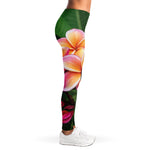 Pink And Yellow Plumeria Flower Print Women's Leggings