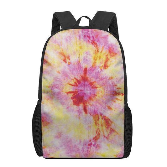 Pink And Yellow Tie Dye Print 17 Inch Backpack