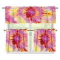 Pink And Yellow Tie Dye Print 3 Piece Kitchen Curtains