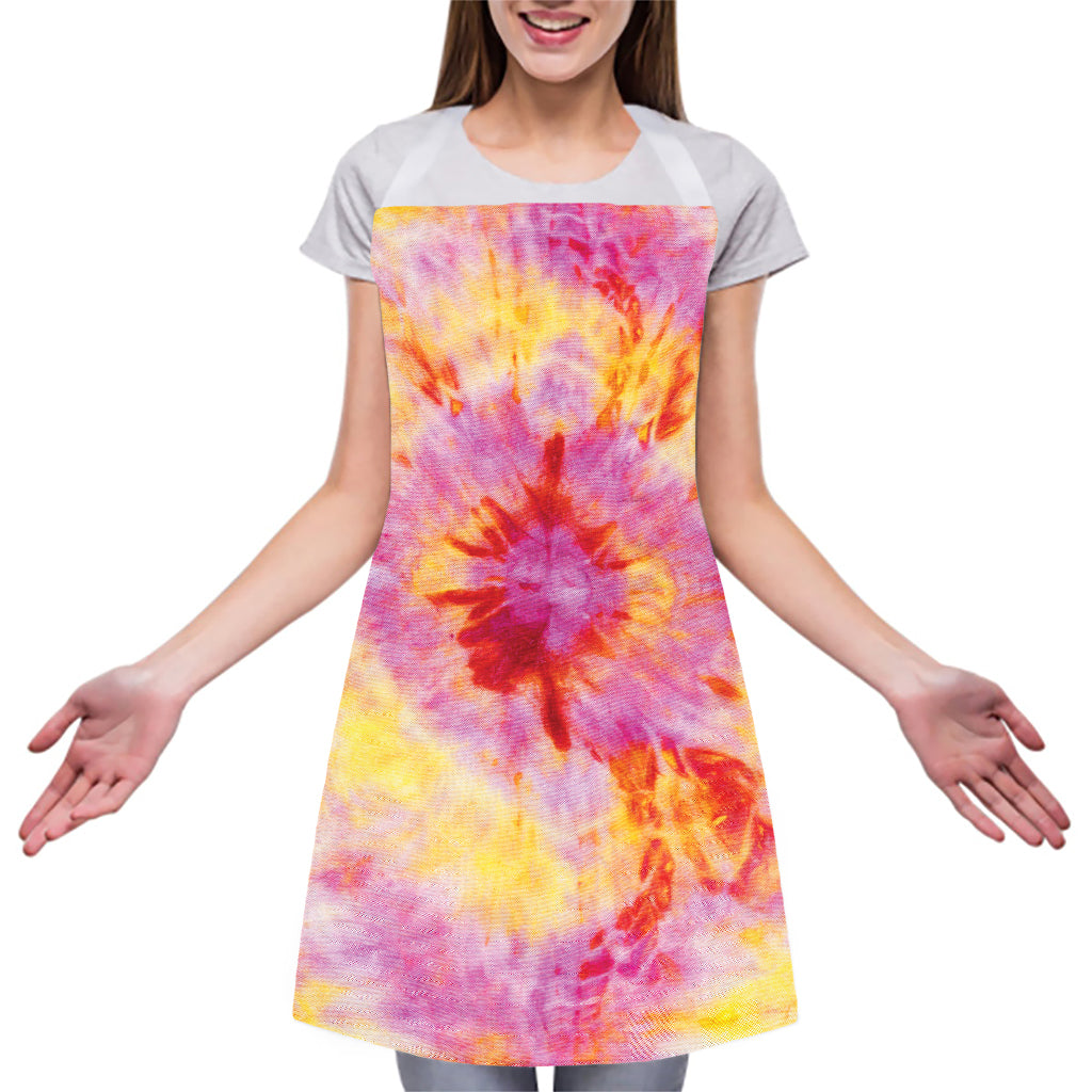 Pink And Yellow Tie Dye Print Adjustable Apron