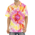 Pink And Yellow Tie Dye Print Aloha Shirt
