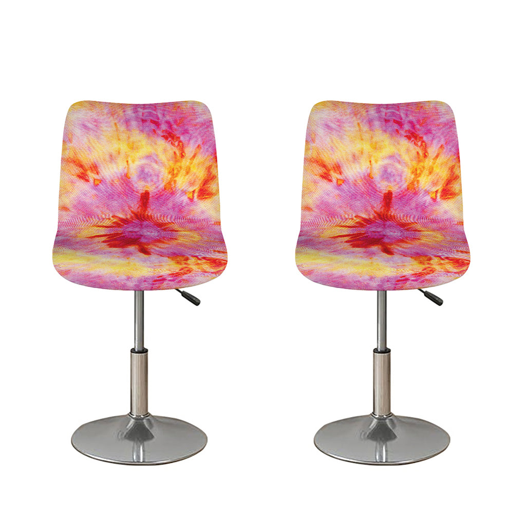Pink And Yellow Tie Dye Print Bar Stool Covers