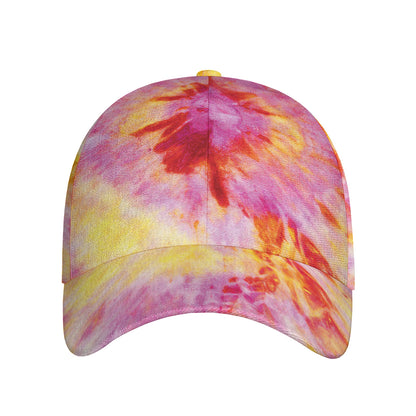Pink And Yellow Tie Dye Print Baseball Cap