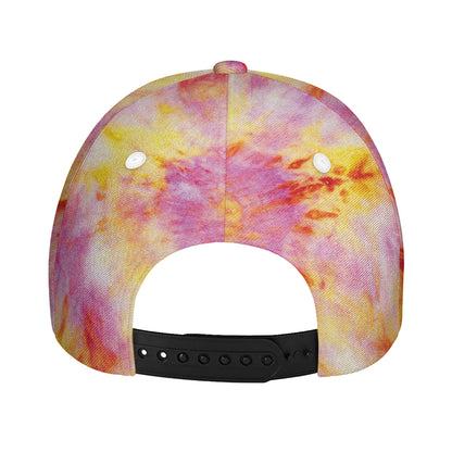 Pink And Yellow Tie Dye Print Baseball Cap