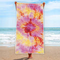 Pink And Yellow Tie Dye Print Beach Towel