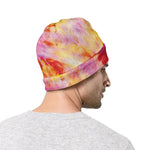 Pink And Yellow Tie Dye Print Beanie