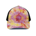 Pink And Yellow Tie Dye Print Black Mesh Trucker Hat