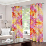Pink And Yellow Tie Dye Print Blackout Grommet Curtains