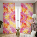 Pink And Yellow Tie Dye Print Dimout Pencil Pleat Curtains