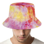 Pink And Yellow Tie Dye Print Bucket Hat