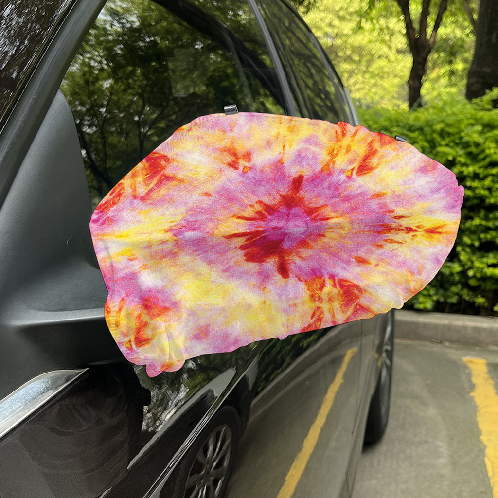Pink And Yellow Tie Dye Print Car Side Mirror Covers
