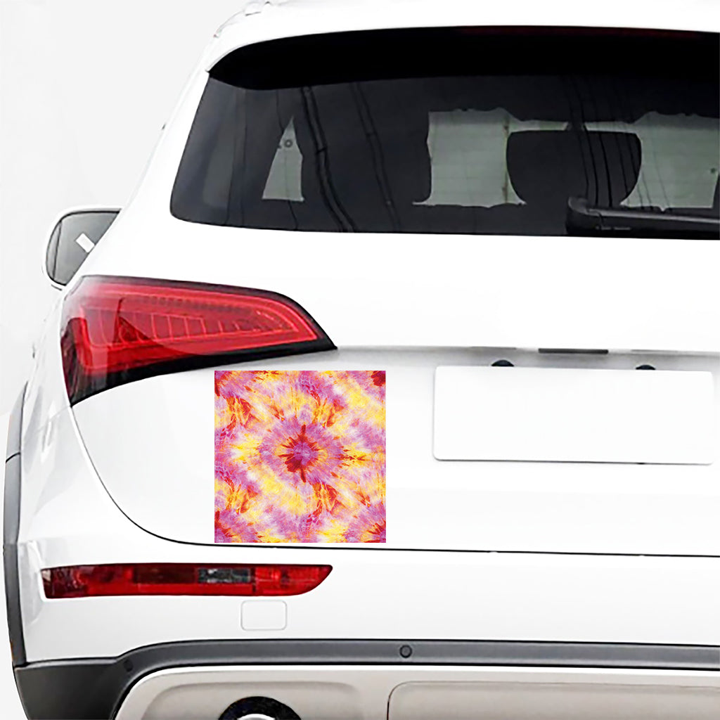 Pink And Yellow Tie Dye Print Car Sticker