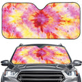 Pink And Yellow Tie Dye Print Car Windshield Sun Shade