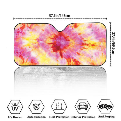 Pink And Yellow Tie Dye Print Car Windshield Sun Shade