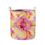 Pink And Yellow Tie Dye Print Collapsible Laundry Basket