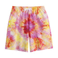 Pink And Yellow Tie Dye Print Cotton Shorts