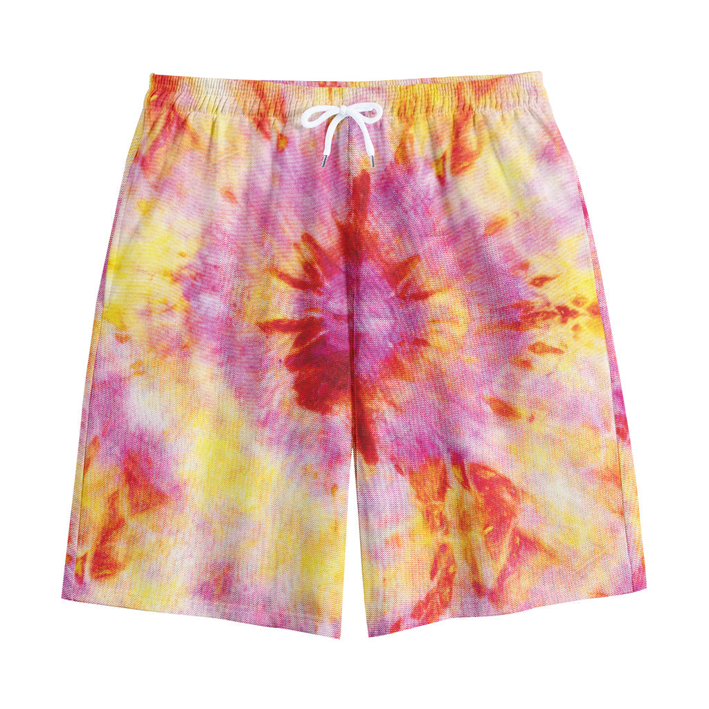 Pink And Yellow Tie Dye Print Cotton Shorts
