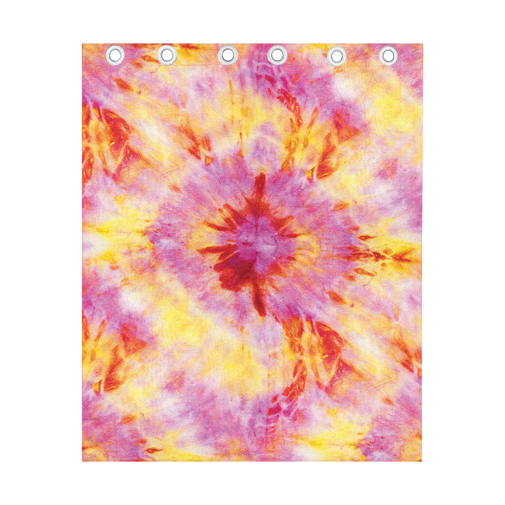 Pink And Yellow Tie Dye Print Curtain
