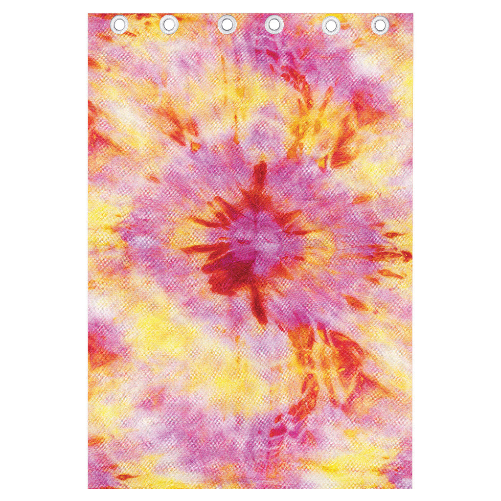 Pink And Yellow Tie Dye Print Curtain