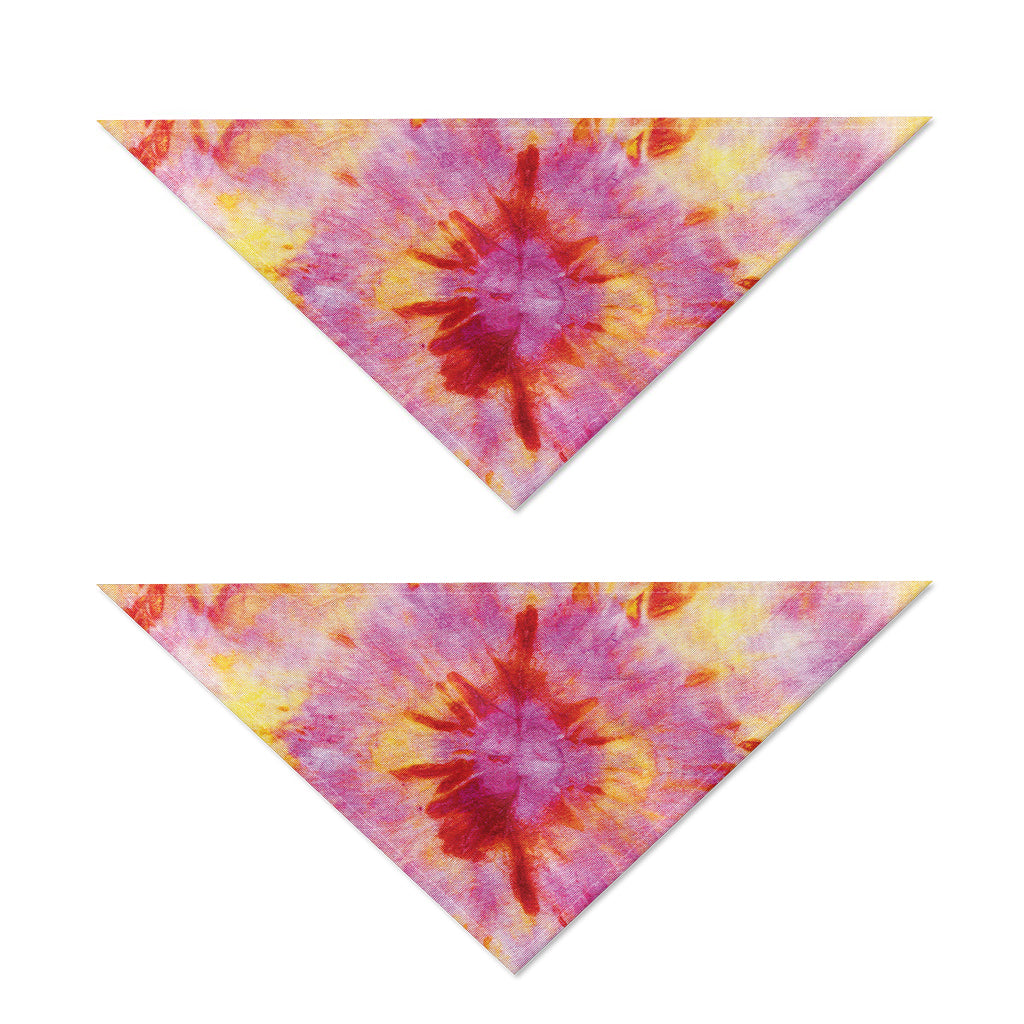 Pink And Yellow Tie Dye Print Dog Bandana