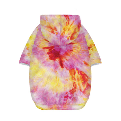 Pink And Yellow Tie Dye Print Dog Zip Up Hoodie