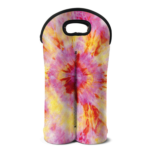 Pink And Yellow Tie Dye Print Double Neoprene Wine Tote