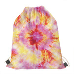 Pink And Yellow Tie Dye Print Drawstring Bag