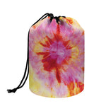 Pink And Yellow Tie Dye Print Drawstring Makeup Bag