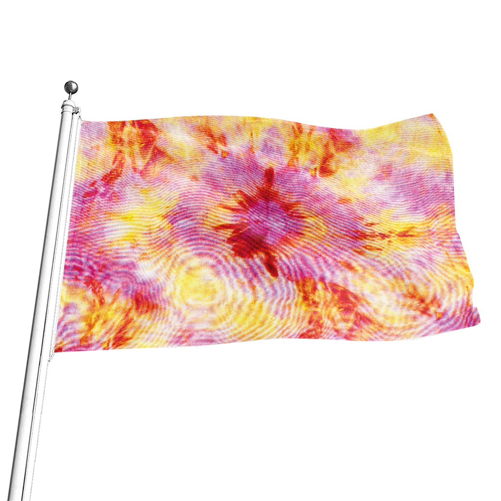 Pink And Yellow Tie Dye Print Flag
