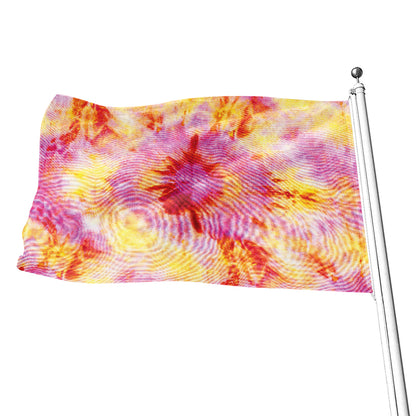 Pink And Yellow Tie Dye Print Flag