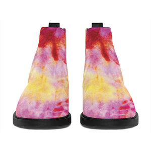 Pink And Yellow Tie Dye Print Flat Ankle Boots