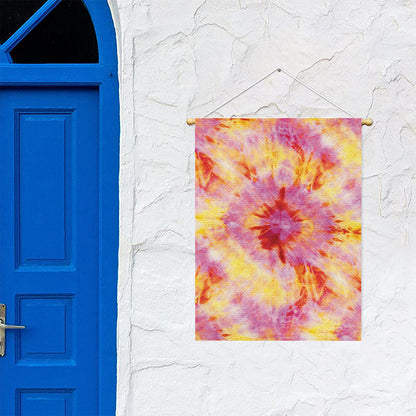 Pink And Yellow Tie Dye Print Garden Flag