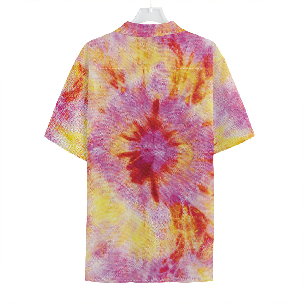 Pink And Yellow Tie Dye Print Hawaiian Shirt