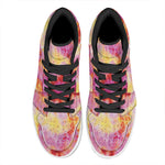 Pink And Yellow Tie Dye Print High Top Leather Sneakers