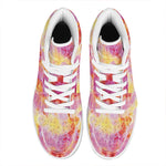 Pink And Yellow Tie Dye Print High Top Leather Sneakers