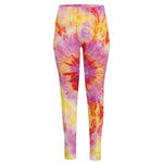 Pink And Yellow Tie Dye Print High-Waisted Pocket Leggings